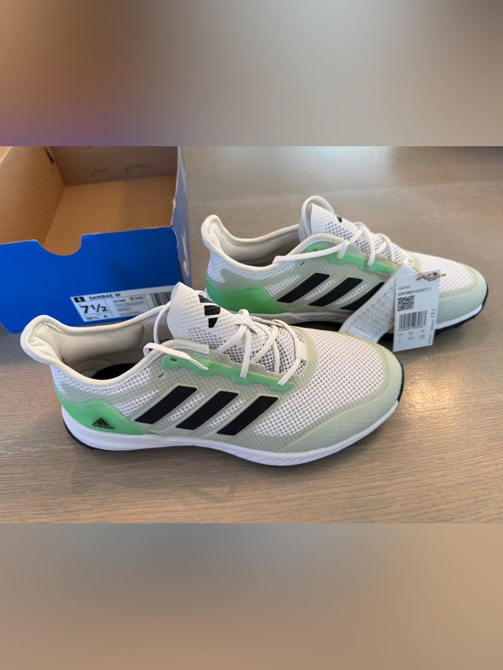 adidas Women White & Light Green Turf Shoes - ADI/POWER Hockey 21